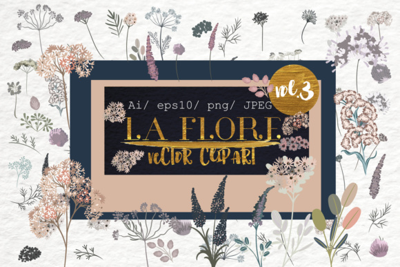 Rustic Watercolor Floral Vectors Vol.3