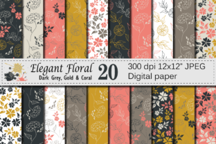 Seamless Elegant Floral Digital Paper with Hand Drawn Flowers