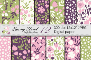 Seamless Floral Digital Paper – Pink Purple Green Patterns: A Versatile Resource for Modern Creative Projects