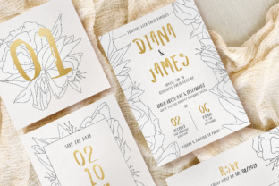 Simple Floral Outline Wedding Suite: A Practical Design Solution for Modern Couples